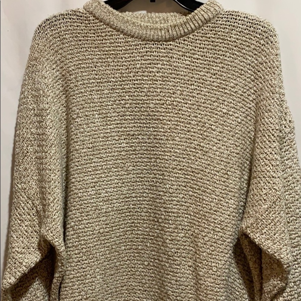 TLC @LAMBERT SWEATER CREW TAN/CREME SZ XL COTTON